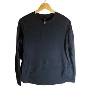 ATHLETA Black Crew Neck Knit Sweater Top With Shirt Hem Detail Size Small